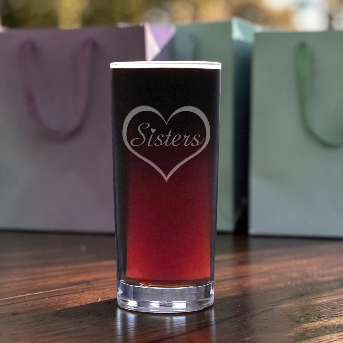 Sisters 15oz Cooler Glass - Deep Sand Etched Water Tumbler