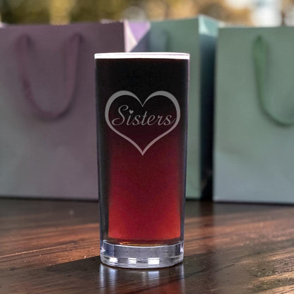 Sisters 15oz Cooler Glass - Deep Sand Etched Water Tumbler