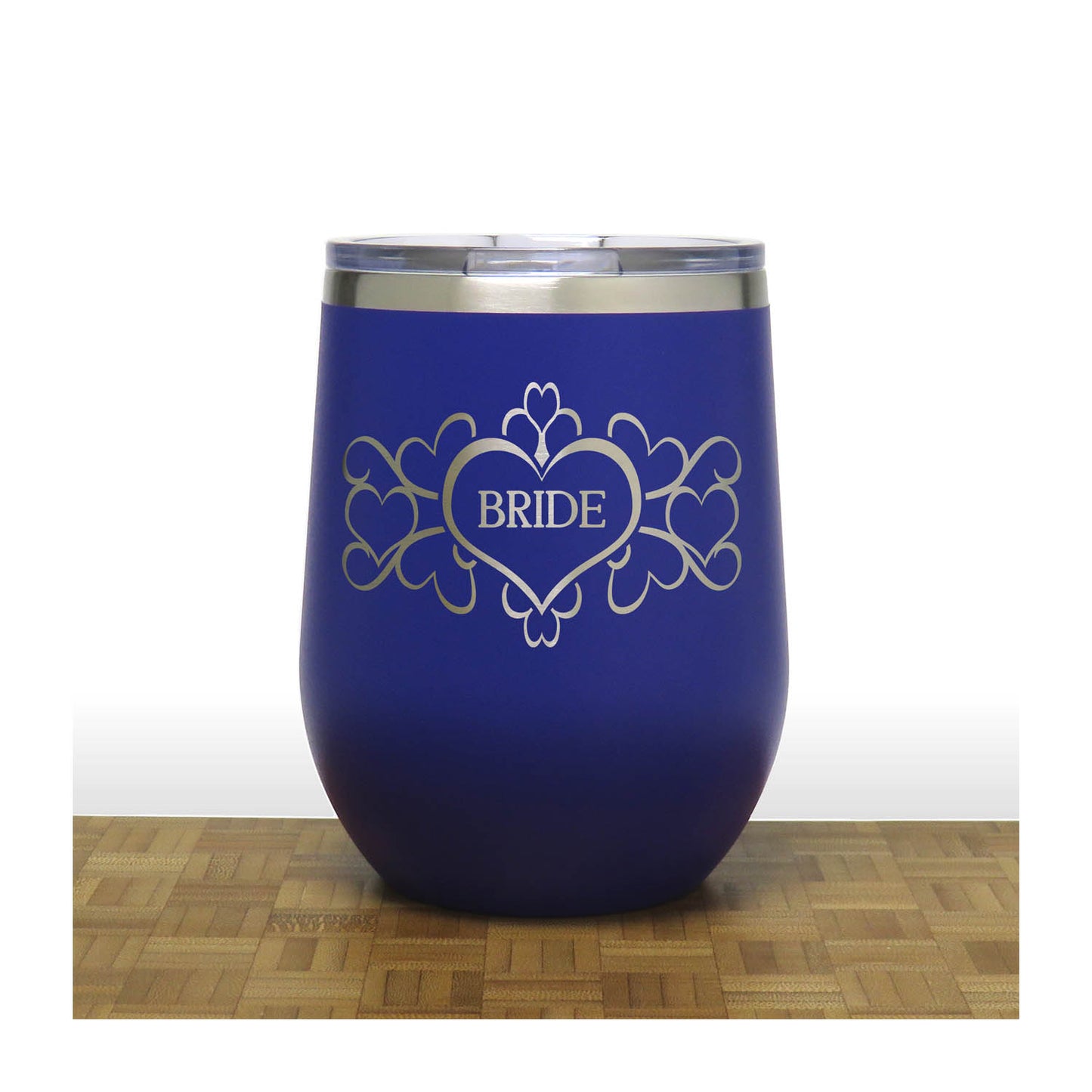 Bride 12oz Insulated Stemless Wine Tumbler – Engraved Stainless Steel Travel Wine Cup for Wedding & Bridal Party