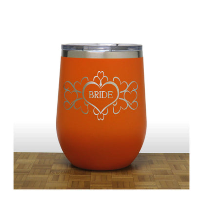 Bride 12oz Insulated Stemless Wine Tumbler – Engraved Stainless Steel Travel Wine Cup for Wedding & Bridal Party