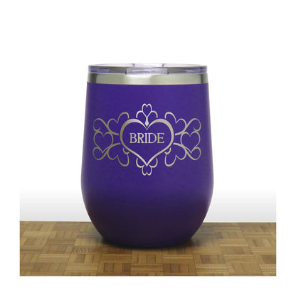 Bride 12oz Insulated Stemless Wine Tumbler – Engraved Stainless Steel Travel Wine Cup for Wedding & Bridal Party