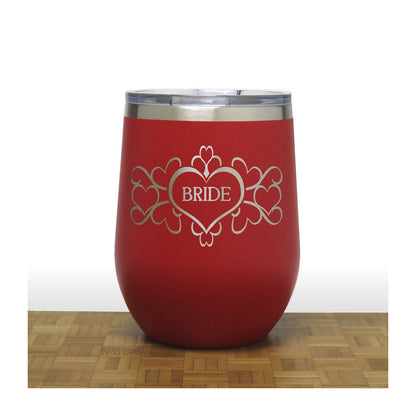 Bride 12oz Insulated Stemless Wine Tumbler – Engraved Stainless Steel Travel Wine Cup for Wedding & Bridal Party