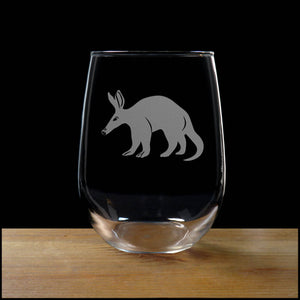 Aardvark Stemless Wine Glass - Copyright Hues in Glass