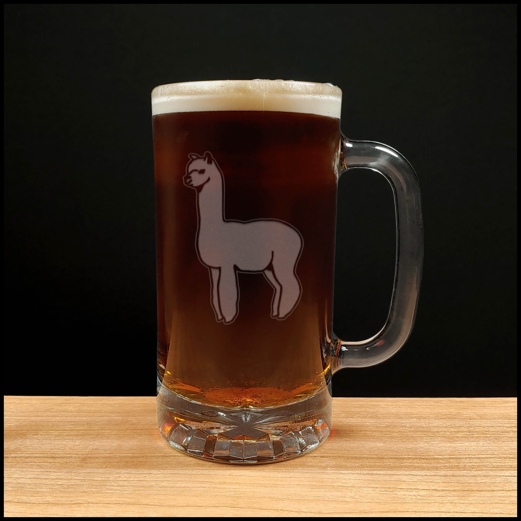 Alpaca 16oz Engraved Beer Mug - Etched Animal Personalized Gift  - Alpaca Beer Glass