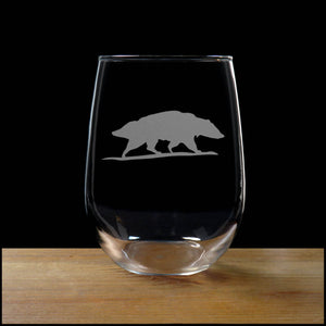 Badger - Stemless Wine Glass - Copyright Hues in Glass