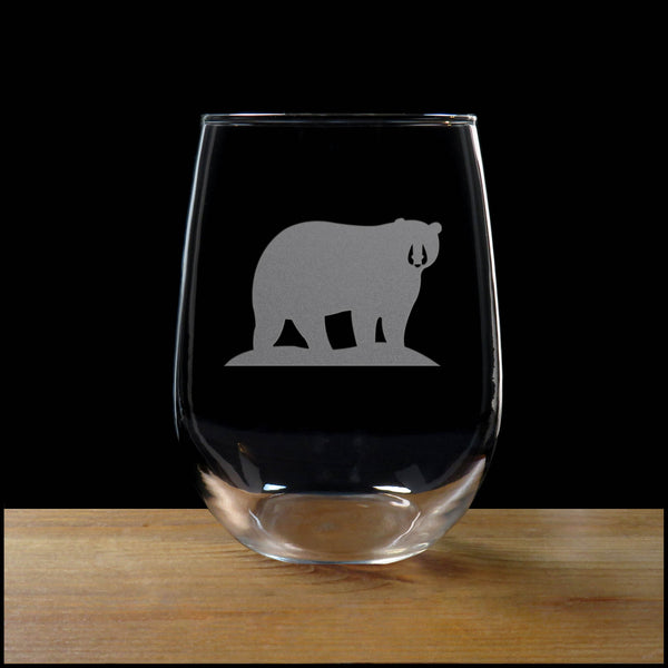 Bear Stemless Wine Glass - Copyright Hues in Glass