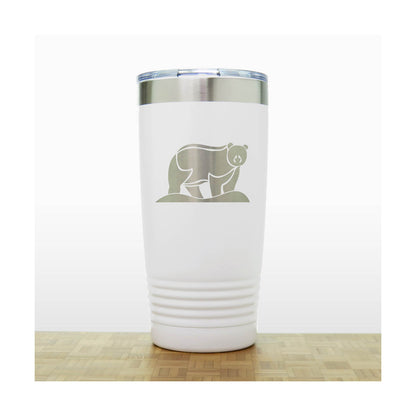 White - Bear 20 oz Engraved Insulated Tumbler - Copyright Hues in Glass