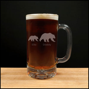 Bear and Cub Beer Mug with Dark Beer - Copyright Hues in Glass
