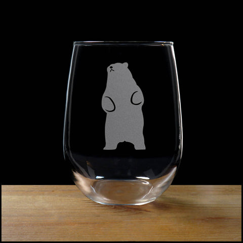 Standing Bear Stemless Wine Glass - Copyright Hues in Glass