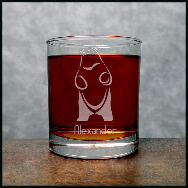 Personalized Standing Bear Whisky Glass - Design 4 - Copyright Hues in Glass