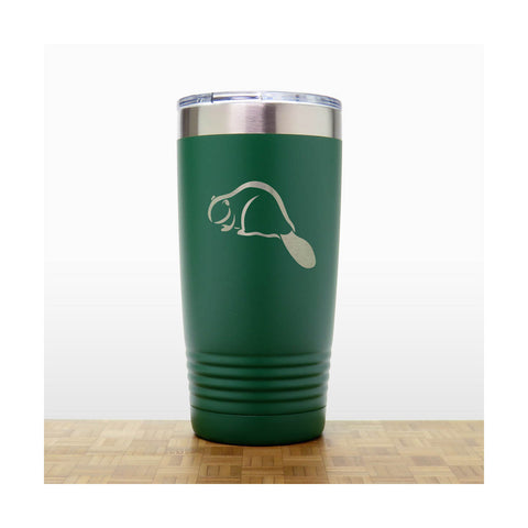  Green - Beaver 20 oz Engraved Insulated Tumbler - Copyright Hues in Glass
