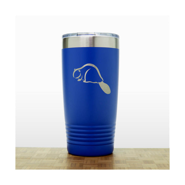 Blue  - Beaver 20 oz Engraved Insulated Tumbler - Copyright Hues in Glass