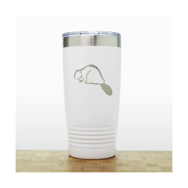 White - Beaver 20 oz Engraved Insulated Tumbler - Copyright Hues in Glass