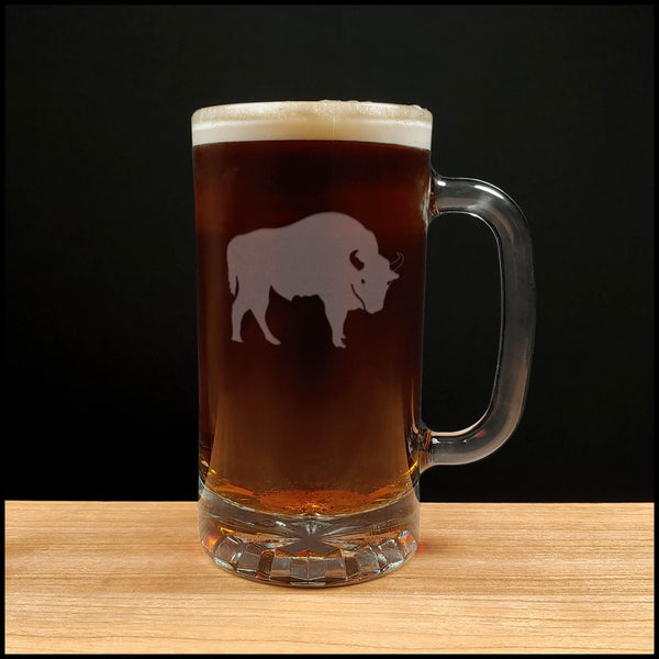 Buffalo Beer Mug with Dark Beer - Copyright Hues in Glass