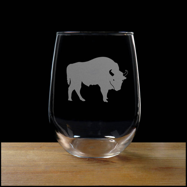 Buffalo Stemless Wine Glass - Copyright Hues in Glass
