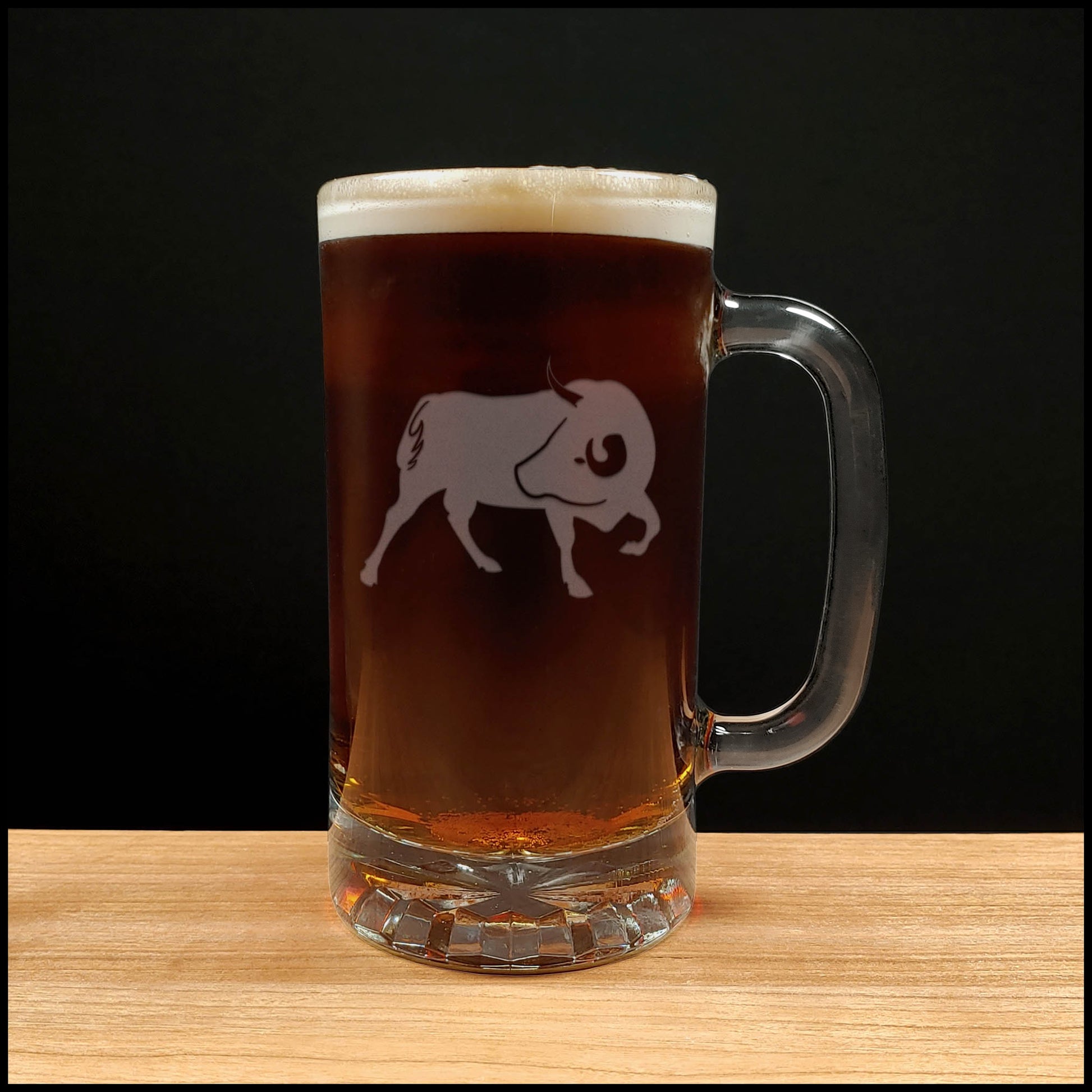 Bull Beer Mug with Dark Beer - Copyright Hues in Glass