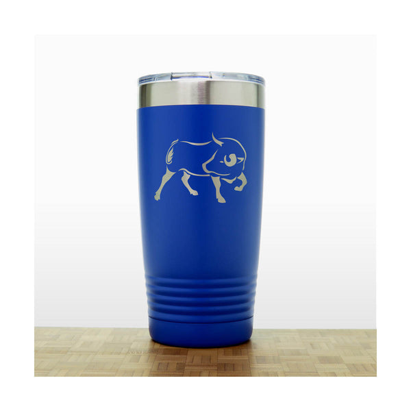 Blue  - Bull 20 oz Engraved Insulated Tumbler - Copyright Hues in Glass