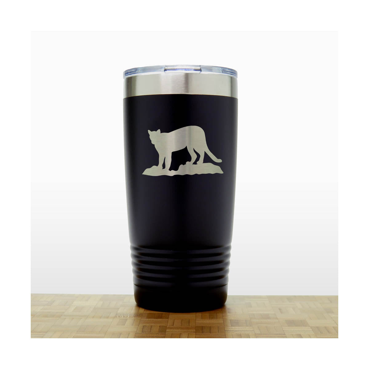 Black - Cougar - 20 oz Insulated Tumbler - Copyright Hues in Glass