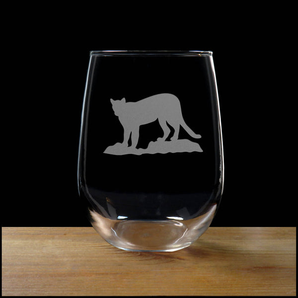 Cougar Stemless Wine Glass - Copyright Hues in Glass