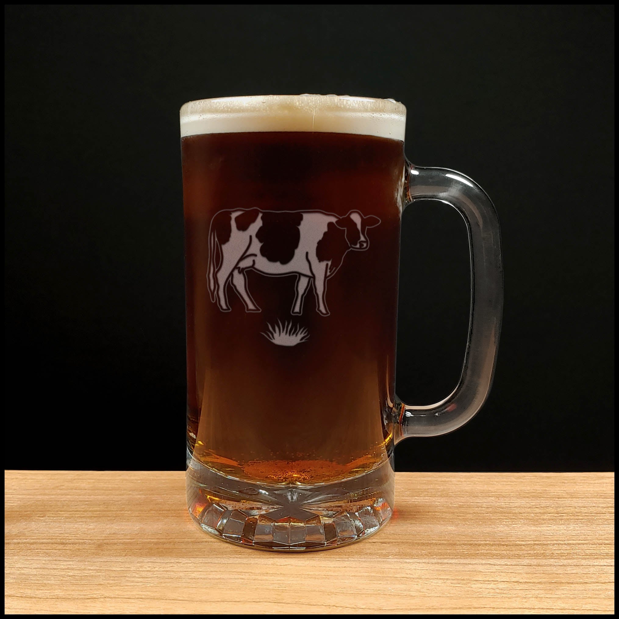 Cow Beer Mug with Dark Beer- Copyright Hues in Glass