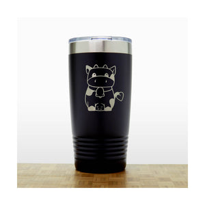 Black - Cow Cute - 20 oz Insulated Tumbler - Copyright Hues in GlassCow_Cute - 20 oz Insulated Tumbler - Copyright Hues in Glass