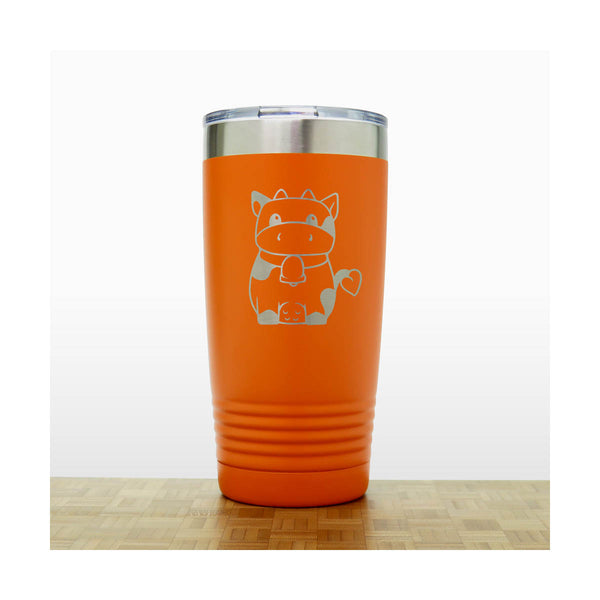 Orange - Cow Cute - 20 oz Insulated Tumbler - Copyright Hues in Glass