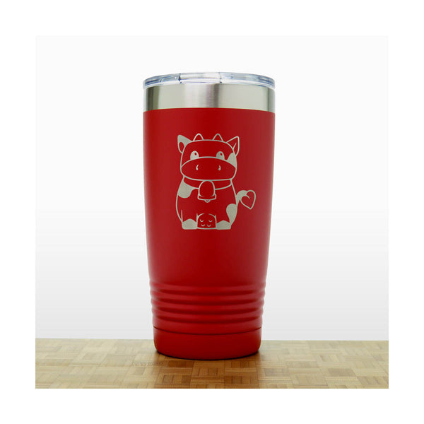 Red - Cow Cute - 20 oz Insulated Tumbler - Copyright Hues in Glass