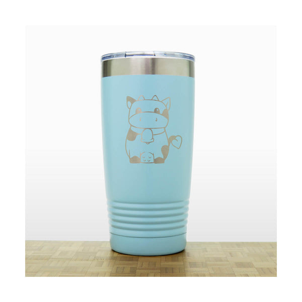 Teal - Cow Cute - 20 oz Insulated Tumbler - Copyright Hues in Glass