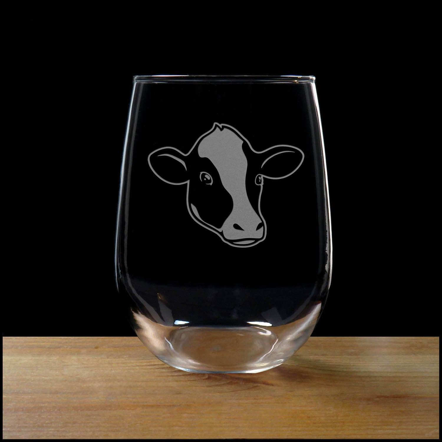 Cow Face Stemless Wine Glass - Copyright Hues in Glass