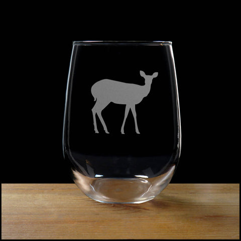 Deer Stemless Wine Glass - Copyright Hues in Glass