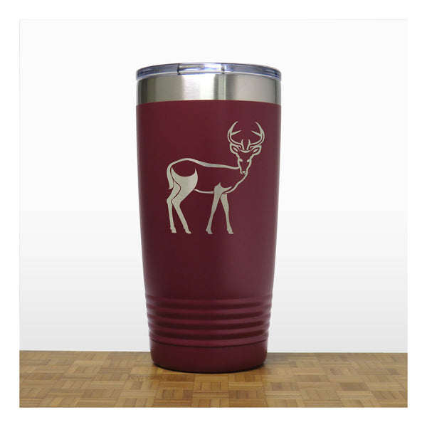Maroon - Deer 20 oz Insulated Tumbler - Design 4 - Copyright Hues in Glass