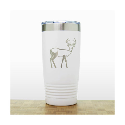 White - Deer 20 oz Insulated Tumbler - Design 4 - Copyright Hues in Glass