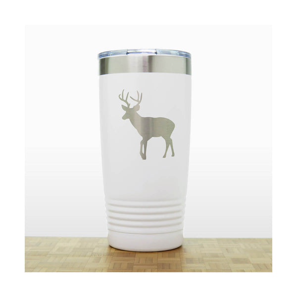 White - Deer 20 oz Insulated Tumbler - Design 6 - Copyright Hues in Glass