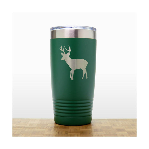 Green - Deer 20 oz Insulated Tumbler - Design 6 - Copyright Hues in Glass