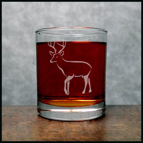 Deer Whisky Glass - Design 7 - Copyright Hues in Glass