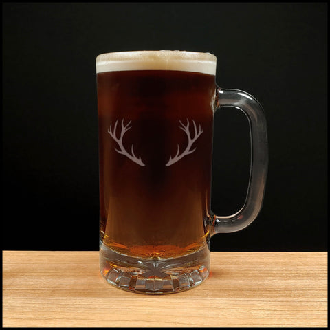 Deer Antlers Beer Mug with Dark Beer- Copyright Hues in Glass