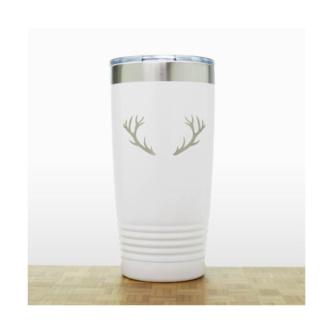 White - Deer Antlers 20 oz Insulated Tumbler - Copyright Hues in Glass