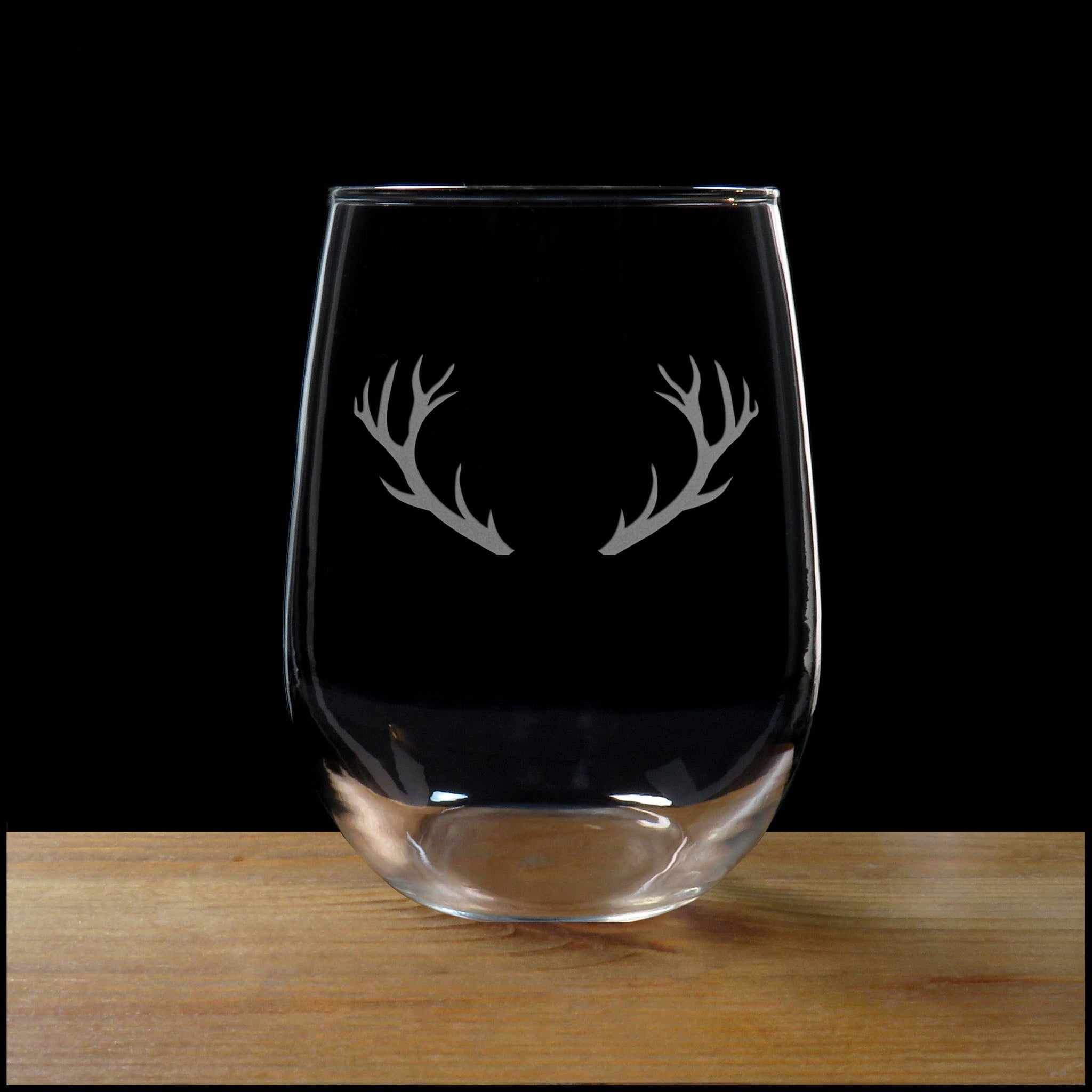 Deer Antlers Stemless Wine Glass - Copyright Hues in Glass
