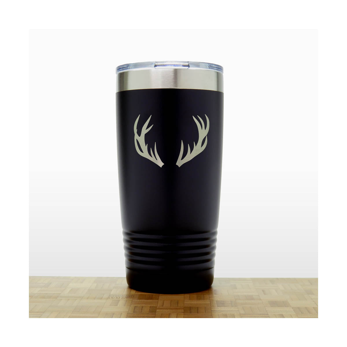 Black - Deer Antlers 20 oz Insulated Tumbler - Design 2 - Copyright Hues in Glass