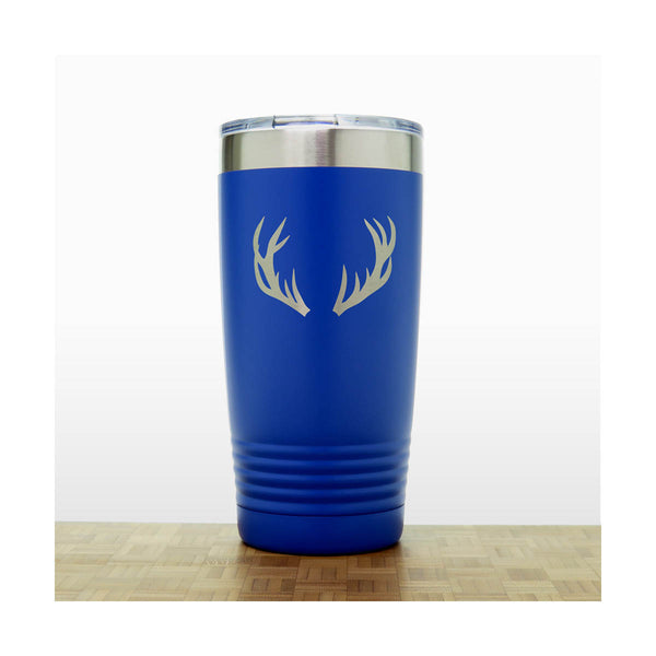 Blue - Deer Antlers 20 oz Insulated Tumbler - Design 2 - Copyright Hues in Glass