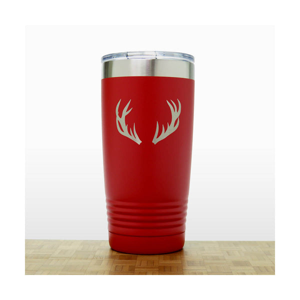 Red - Deer Antlers 20 oz Insulated Tumbler - Design 2 - Copyright Hues in Glass
