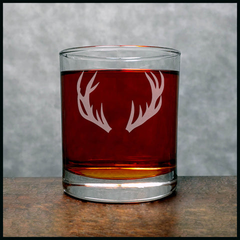 Deer Antlers Whisky Glass - Design 2 -  Copyright Hues in Glass
