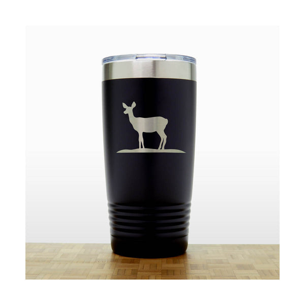 Black  - Doe Deer 20 oz Engraved Insulated Tumbler - Copyright Hues in Glass