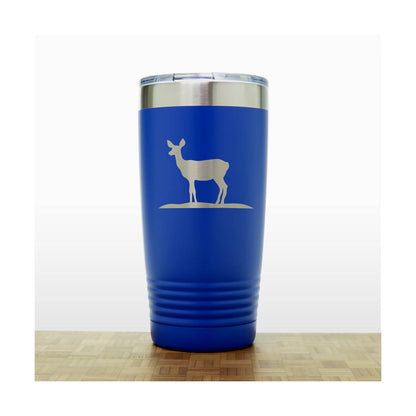 Blue - Doe Deer 20 oz Engraved Insulated Tumbler - Copyright Hues in Glass