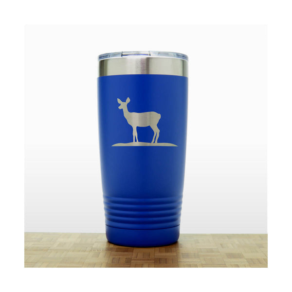 Blue - Doe Deer 20 oz Engraved Insulated Tumbler - Copyright Hues in Glass