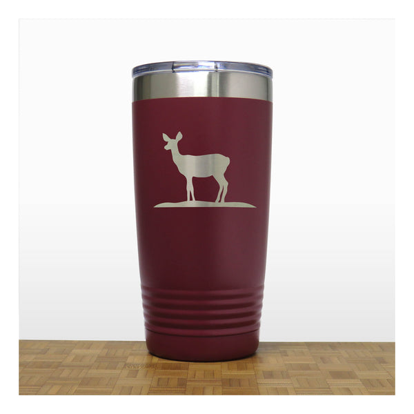 Maroon - Doe Deer 20 oz Engraved Insulated Tumbler - Copyright Hues in Glass