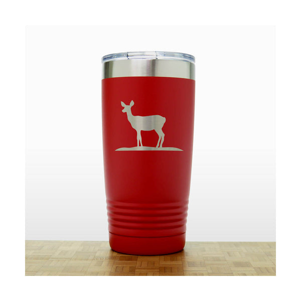 Red - Doe Deer 20 oz Engraved Insulated Tumbler - Copyright Hues in Glass
