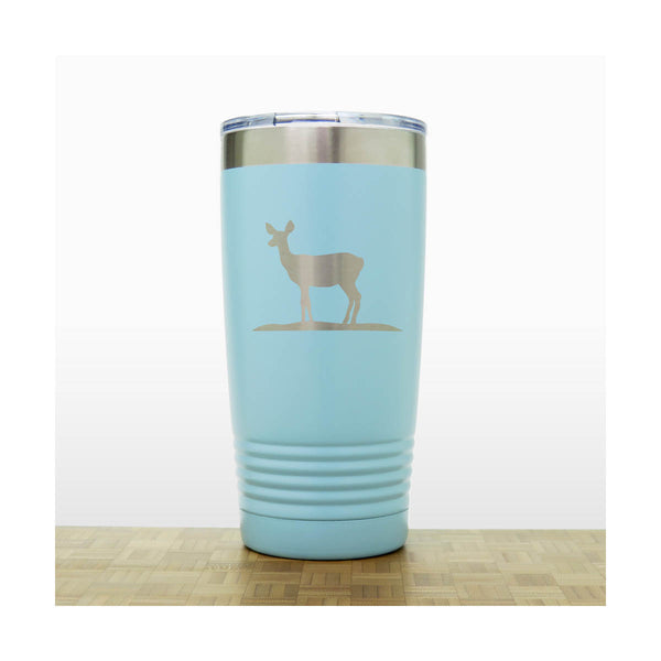 Teal - Doe Deer 20 oz Engraved Insulated Tumbler - Copyright Hues in Glass