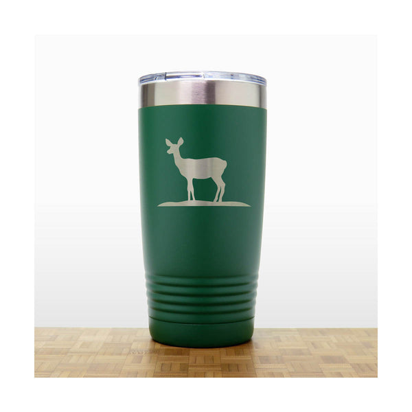 Green - Doe Deer 20 oz Engraved Insulated Tumbler - Copyright Hues in Glass