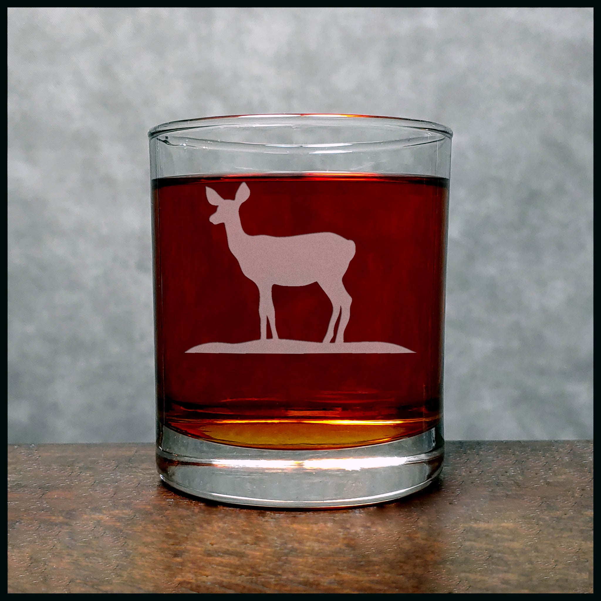 Deer Doe Whisky Glass - Copyright Hues in Glass